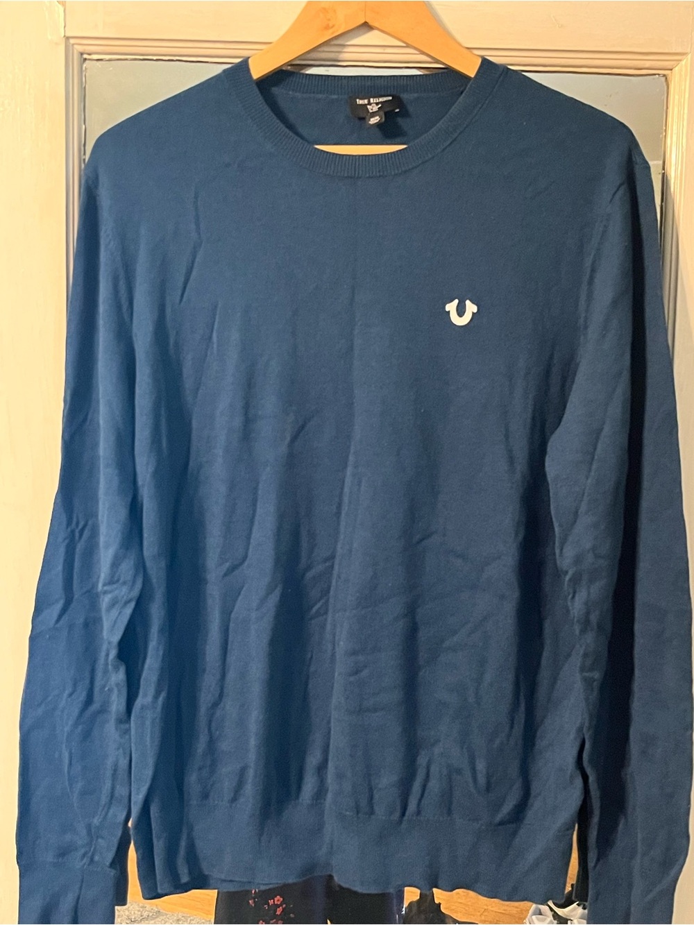 True Religion Navy Blue Long-Sleeve Crewneck Sweater